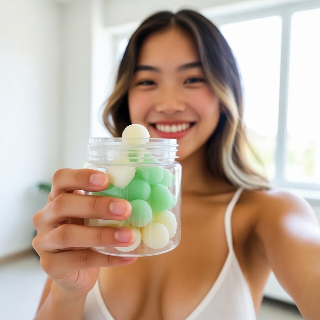 Customer with gummy jar